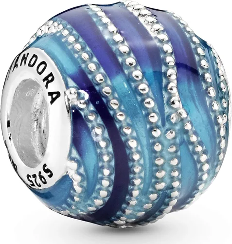 Pandora Jewelry - Abalorio de onda azul, dije original para pulseras Pandora, perfecto para mamá, hija, hermana y más, plata de ley y esmalte