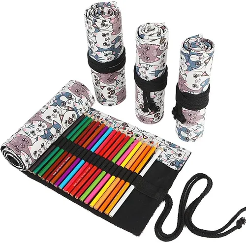 DIYOMR Funda enrollable para lápices de 12/24/36/72 ranuras, bolsa enrollable para lápices de colores para artistas, estuche organizador de paño