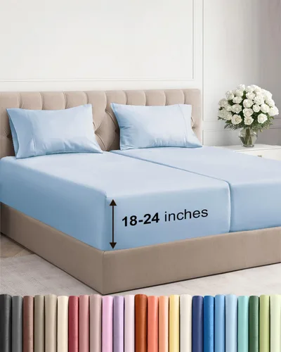 Miniatura 50 de Sábanas King divididas con bolsillos extra profundos, sábanas transpirables y refrescantes de 5 piezas, sábanas de lujo para hotel, suaves, sin 22