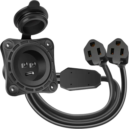Miniatura 8 de 1 paquete de 15 amperios RV Shore toma de entrada de alimentación de 125 V, puerto de CA de 125 V, receptáculos de enchufe RV de 18 pulgadas, cable