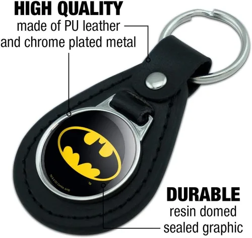 Miniatura 5 de GRAPHICS & MORE Colección de llaveros con logotipo de Batman de cuero negro de Batman