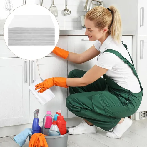 Miniatura 6 de Tranqun 100 paños de limpieza de microfibra desechables a granel de 12 x 12 pulgadas, paños sin pelusas, no abrasivos, trapos de limpieza
