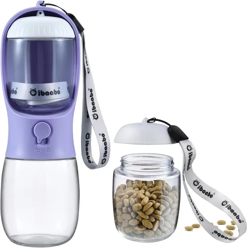 Miniatura 22 de Cibaabo Botella de agua para perros con contenedor de alimentos, cuenco de agua para cachorros de viaje, dispensador portátil para mascotas