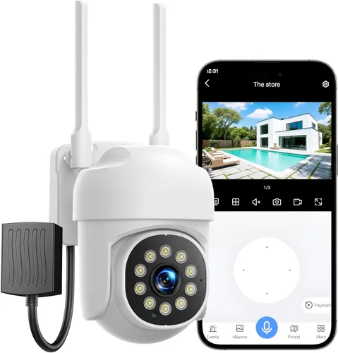 Camcamp Sistema de cámara de seguridad inalámbrica, detección de movimiento, alarmas audibles y visuales y visión nocturna a todo color. Fuente de