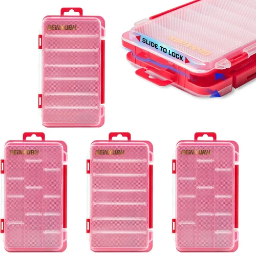 Miniatura 11 de Geinxurn Organizador pequeño de piezas de almacenamiento plano, 2 piezas, caja de herramientas de plástico transparente portátil rojo