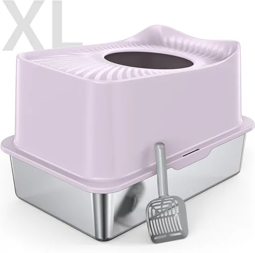 Miniatura 12 de WoofiGo Caja de arena cerrada de acero inoxidable para gatos con tapa, caja de arena extra grande XL para gatos grandes, bandeja de arena de metal
