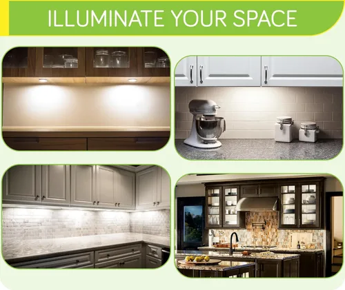 Miniatura 7 de Kit de iluminación LED de Meigour para debajo o encima del mostrador, iluminación de acento para gabinete de cocina, enchufe de pared con cable