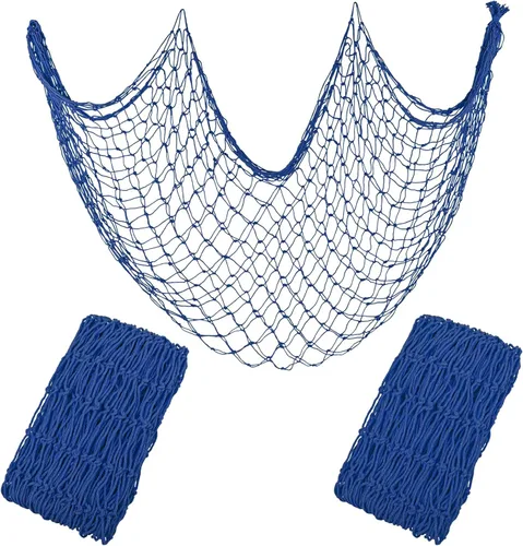 Paquete de 2 Decoraciones de Red de Pesca para Fiesta Azul pavo real