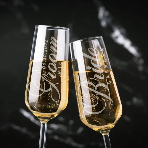 Miniatura 9 de Copas de champán personalizadas para boda, copas de brindis Love Birds para novia y novio, juego de 2