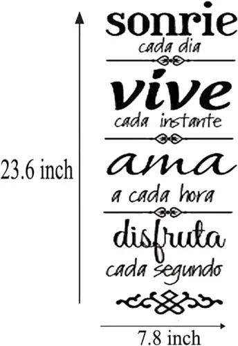 Miniatura 4 de Sonrie Vive AMA - Calcomanía de pared para decoración del hogar, reglas familiares españolas, calcomanías artísticas (23.6 x 7.8 pulgadas)