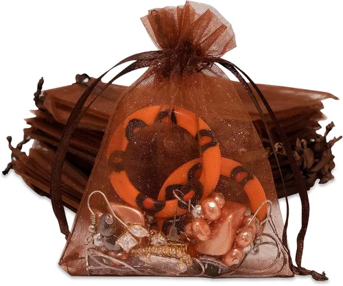 Miniatura 46 de TheDisplayGuys - Paquete de 48 bolsas de regalo de organza transparente negra de 2 x 2-3/4 pulgadas con cordón, bolsas de regalo para joyas, bolsas