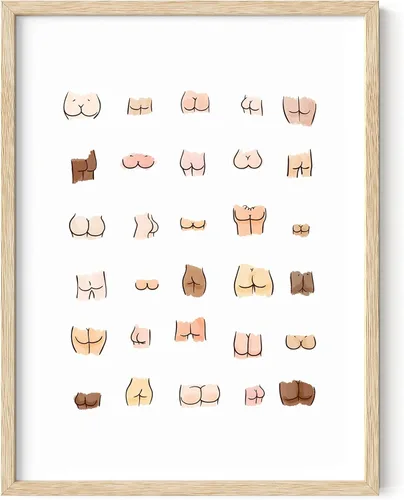 Miniatura 195 de HAUS AND HUES Funny Butts Collage - Póster artístico para decoración de baño, 12 x 16 pulgadas, sin marco