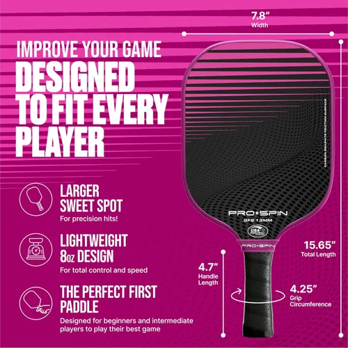 Miniatura 4 de PRO-SPIN Paletas de pickleball de fibra de carbono, juego de 2 con bolas para interiores y exteriores, bolsa o 1 paquete con cubierta, regalo Set