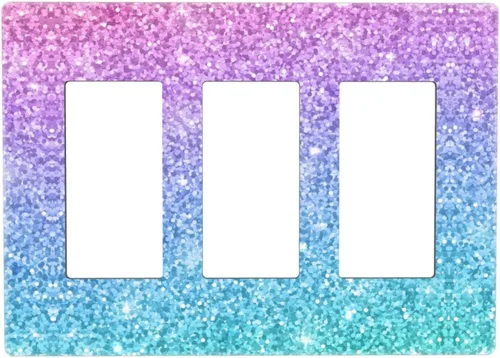 Miniatura 9 de Cubierta para interruptor de luz, placas de pared con purpurina rosa y azul, 1 banda, palanca individual de 4.5 x 2.76 pulgadas, 1 paquete