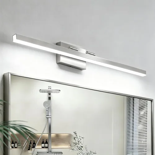 Miniatura 20 de IZORRO Moderna lámpara de tocador de baño de 16 pulgadas, giratoria, 12 W, regulable, lámpara LED sobre el espejo, barra de luz negra para tocador