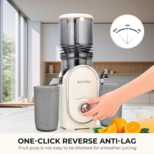 Miniatura 7 de SUSTEAS Exprimidor de Prensa Fría, Conducto de Alimentación de 5.3", Máquinas de Masticación Lenta con 300W, Se Adapta a Frutas y Verduras Enteras
