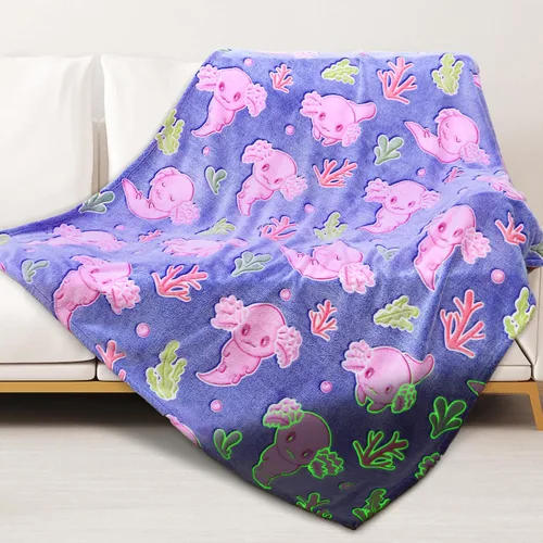 Miniatura 9 de ORDM Axolotl - Manta de regalo para niñas, manta que brilla en la oscuridad, juguete de ajolote, regalos de cumpleaños para niñas adolescentes