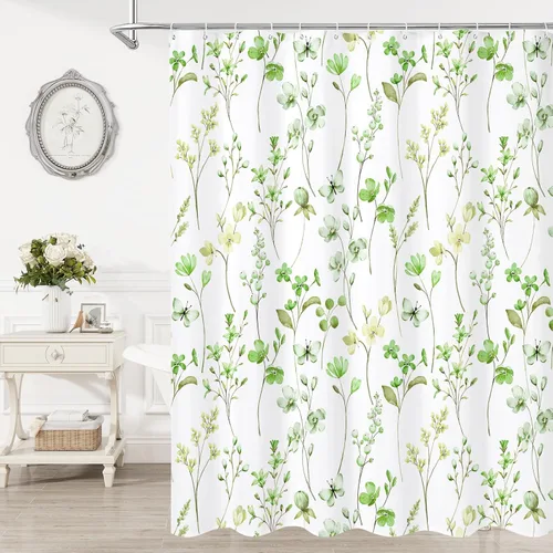 Miniatura 13 de Litabel Cortina de ducha con diseño floral de acuarela, cortina de ducha de flores de mariposa azul para baño, juego de cortina de ducha moderna
