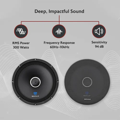 Miniatura 2 de Rockville RXM104 10" 600 vatios 4 ohmios SPL altavoz de bajo medio de rango medio para automóvil con bala