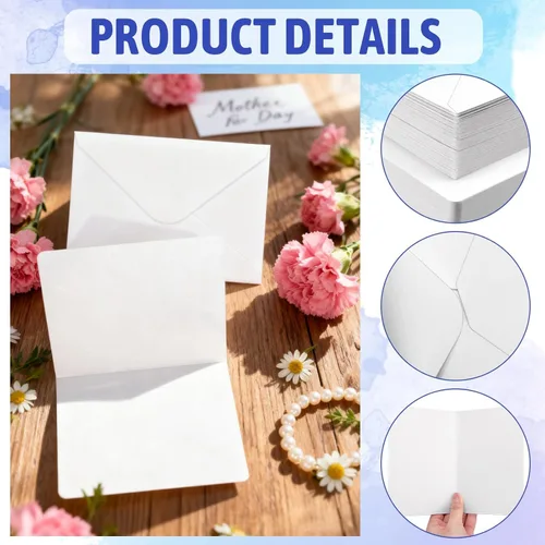 Miniatura 4 de Vmiapxo 50 juegos de tarjetas de acuarela con sobres, 4 x 6 pulgadas, 100% algodón, 140 libras/10.58 oz/m², postales plegables de acuarela en blanco