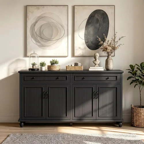 Miniatura 12 de Scurrty Armario buffet con almacenamiento, barra de café de 62 pulgadas en cocina, buffet con 4 puertas, aparador buffet para comedor, cocina y sala