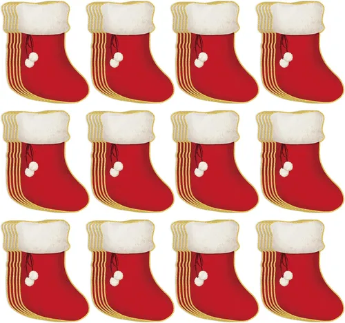 Zhanmai Juego de 120 piezas de recortes de calcetines de Navidad para aula, borde de anuncios, mini medias de Navidad, recortes de etiqueta de