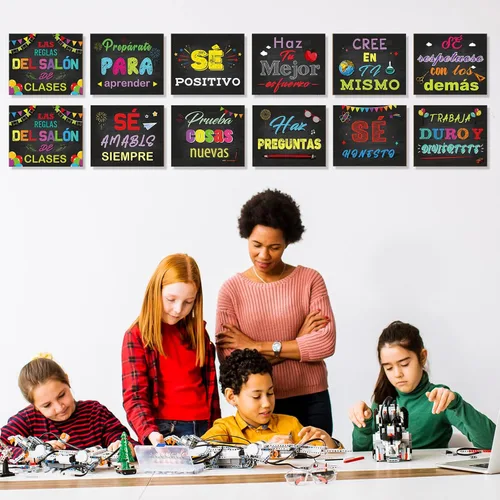 Miniatura 6 de Faccito Letrero motivacional para decoración de aula en español, cartel positivo para porche, letrero inspirador para puerta, decoración de pared