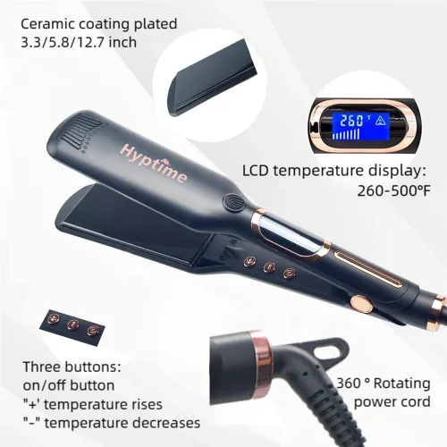 Miniatura 2 de Plancha plana de titanio con pantalla digital para controlar con precisión la temperatura, 1 pulgada para cabellos gruesos y rizados, profesional