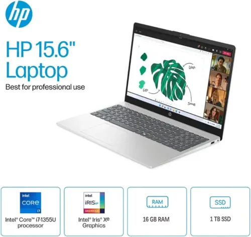 Miniatura 2 de HP Laptop con pantalla táctil de 15.6 para empresas, Intel 13ª generación i7-1355U, 16 GB DDR4 RAM, SSD de 1 TB, pantalla táctil FHD de 15.6