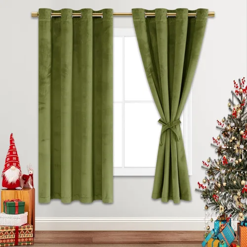 Miniatura 137 de JIUZHEN - Cortinas de terciopelo gris de 63 pulgadas opacas para sala de estar - Cortinas gruesas de terciopelo con ojales para ventana
