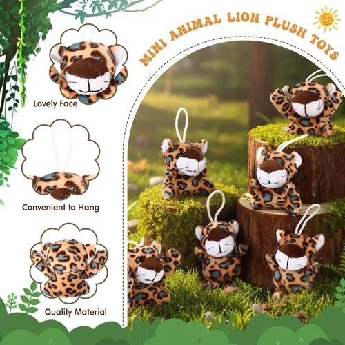 Miniatura 3 de Zhanmai 100 piezas de juguetes de peluche de guepardo a granel, lindo llavero de peluche de guepardo pequeño, recuerdos de fiesta, rellenos