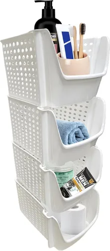 Skywin TidyFriend Contenedores de Almacenamiento Pequeños Apilables para Organizador y Almacenamiento de Juguetes, Paquete de 4, Organizador de