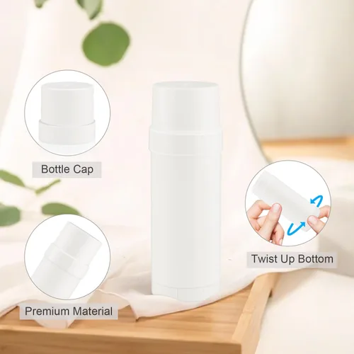 Miniatura 3 de Recipientes de desodorante blanco de 2.0 fl oz/2 oz botella de llenado de plástico para desodorante recargable en barra para crayón bálsamo labial
