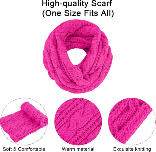 Miniatura 4 de URATOT Conjuntos de punto cálido de invierno, gorro de punto, bufanda, cubierta facial, guantes para pantalla táctil, para hombres y mujeres