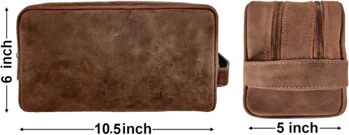 Miniatura 3 de Estuche hecho a mano de piel de búfalo auténtico. Neceser para juego de rasurar y cuidado personal para viaje ~ Regalo para hombres y mujeres.