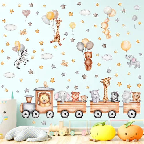 Miniatura 3 de Calcomanías de pared para bebé, calcomanías de pared para guardería, globo de dibujos animados, calcomanías de pared de animales, calcomanías