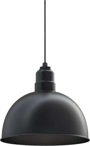 Miniatura 45 de Steel Lighting Co. Colgante de cuenco rosa Lámpara montada en el techo Cúpula de 15 pulgadas vástago de 12 pulgadas Estilo granero de acero