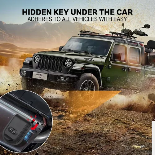 Miniatura 6 de Llavero magnético con cerradura de combinación, caja de llaves magnética impermeable para uso en exteriores, automóvil e interior, imán fuerte negro