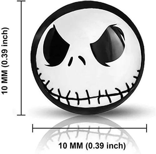 Miniatura 3 de SIISPRI Aretes de acero inoxidable quirúrgico 316L Jack Skellington con botón redondo (0.394 in)
