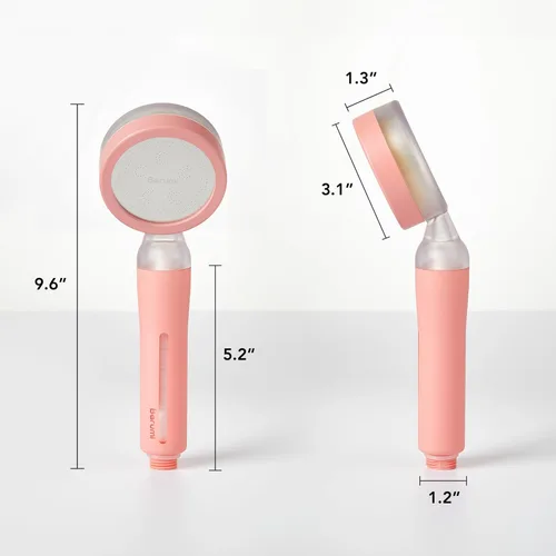 Miniatura 8 de Barumi Pluo - Cabezal de ducha filtrado de mano, color rosa, filtro de vitamina C para una piel y cabello saludables, spray suave de alta presión