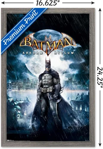 Miniatura 3 de Trends International DC Comics VIdeo Game - Arkham Asylum - Póster de pared de arte clave, 14.725 x 22.375 pulgadas, versión enmarcada de madera