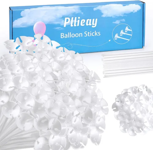 Miniatura 11 de Pllieay 100 soportes para palos de globos blancos con tazas para bodas, fiestas y decoración
