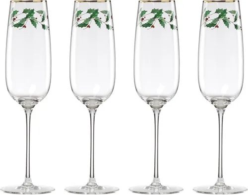 Miniatura 17 de Lenox Vasos altos con diseño navideño, copas para vino, Set de 4, 16 onzas, Transparente
