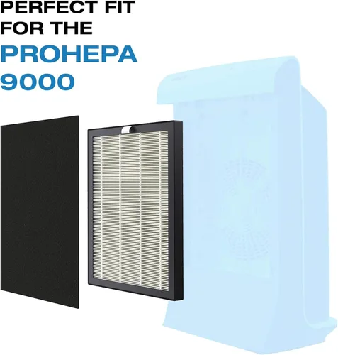 Miniatura 3 de VEVA Paquete de 2 filtros de repuesto HEPA 9000 de alta calidad, incluye 4 prefiltros de carbono compatibles con purificador de aire VEVA ProHEPA