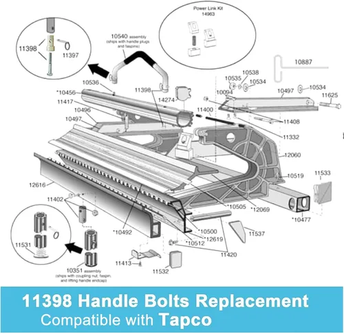 Miniatura 2 de Nuevo Mejorado Compatible con Tapco Brake Parte #11398 Kit de Tapón de Mango de Dobladillo Repuesto de Reparación de Freno de Revestimiento Pernos