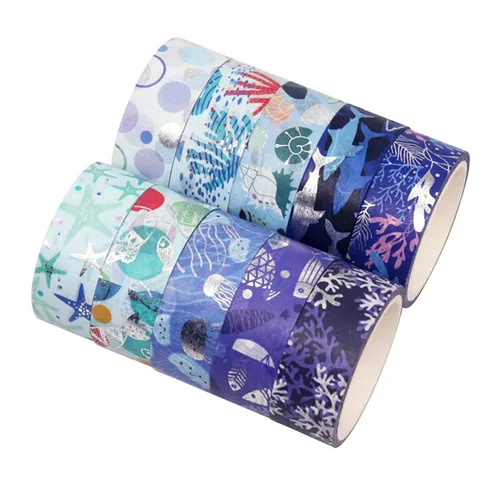 Juego de 10 rollos de cinta Washi de 0.591 in de ancho, adhesivo adhesivo decorativo para manualidades, álbumes de recortes, diarios, envoltura de