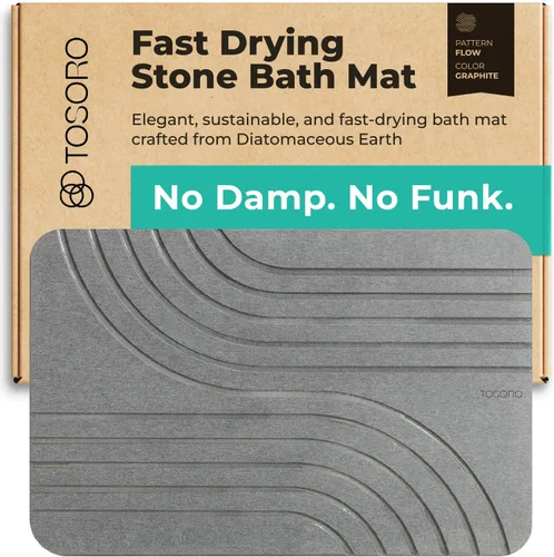 Miniatura 8 de TOSORO - Tapete de baño de piedra de tierra de diatomeas, antideslizante, súper absorbente, tapete de baño de piedra de diatomita para el suelo