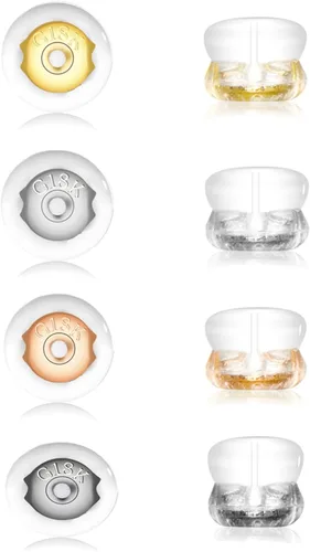 Parte trasera de aretes, de silicona de oro de 18 quilates para tachuelas/orejas caídas, bloqueo seguro para aretes pesados, no irrita,