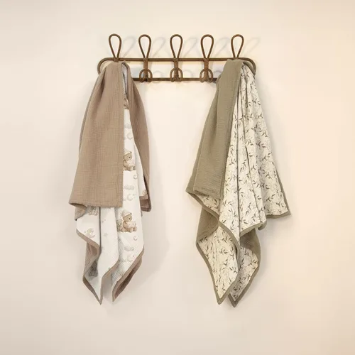 Miniatura 7 de lulumoon Manta de muselina neutra para bebé, ropa de cama de algodón transpirable para cuna para niños pequeños, 4 capas suaves y ligeras