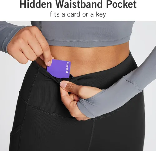 Miniatura 4 de BALEAF - Leggings de yoga suaves de cintura alta 78 para mujer con bolsillos profundos, pantalones de entrenamiento elásticos cepillados a prueba